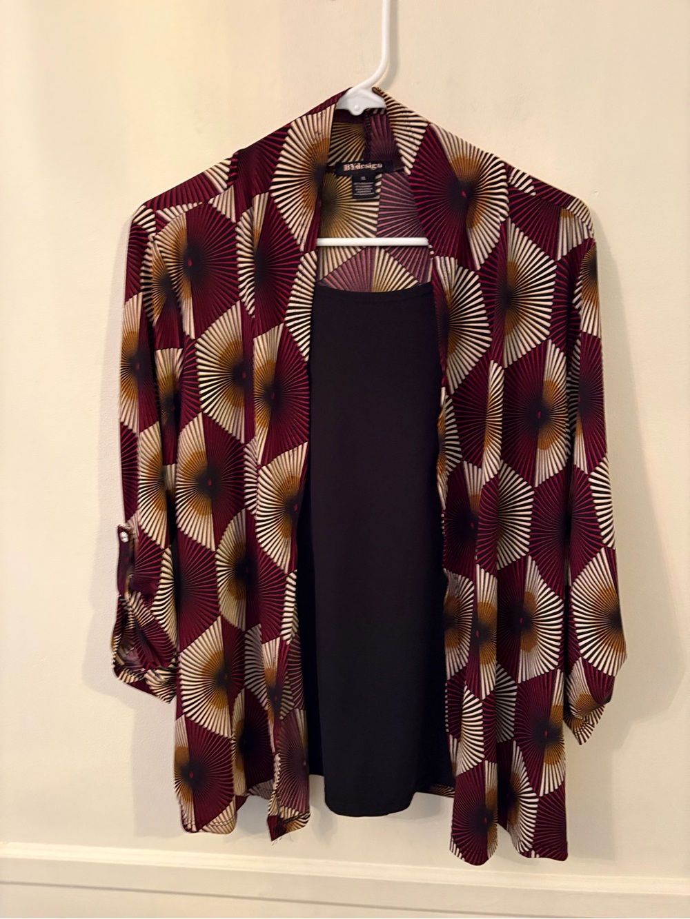 By Design Women’s Plus Maroon/Black Top (Looks like 2Piece )Top - Sz 1X